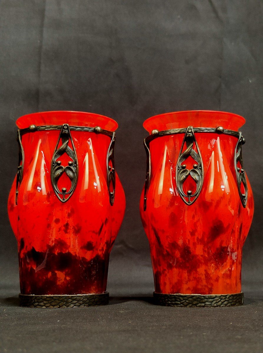 Pair Of Art Nouveau Vases Paul Daum-val-circa 1920