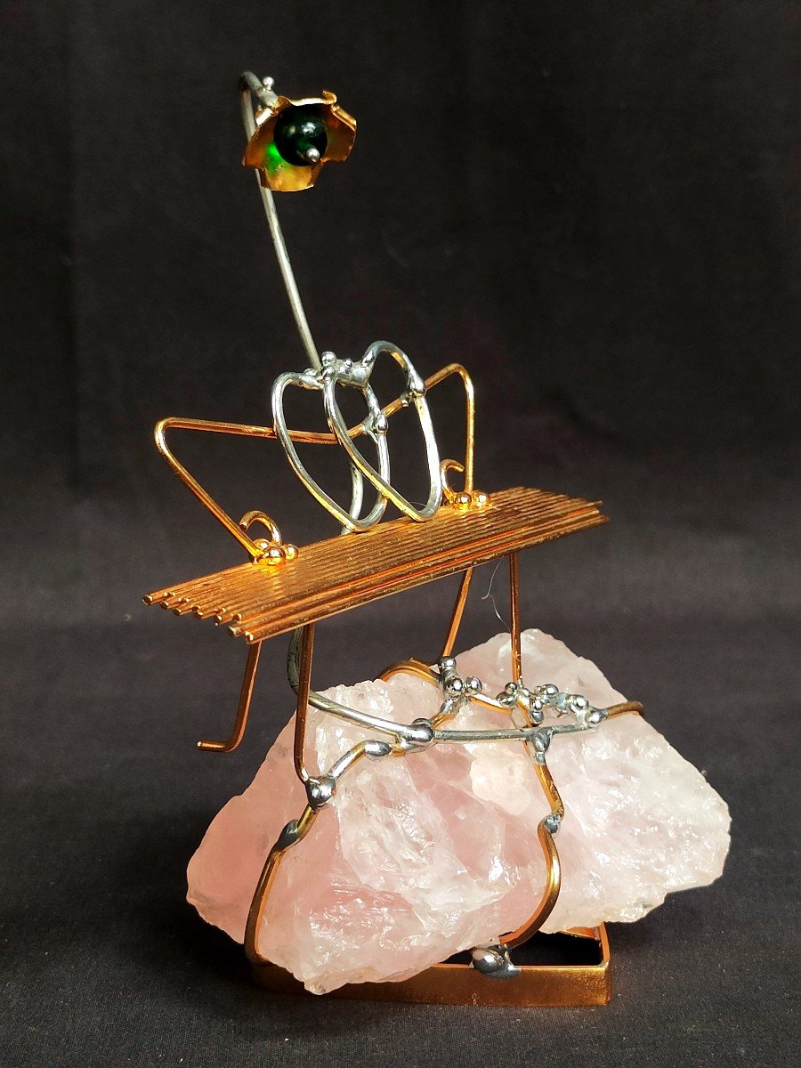 De Wam Grey : Sculpture Mobile Sur Quartz Rose-photo-3