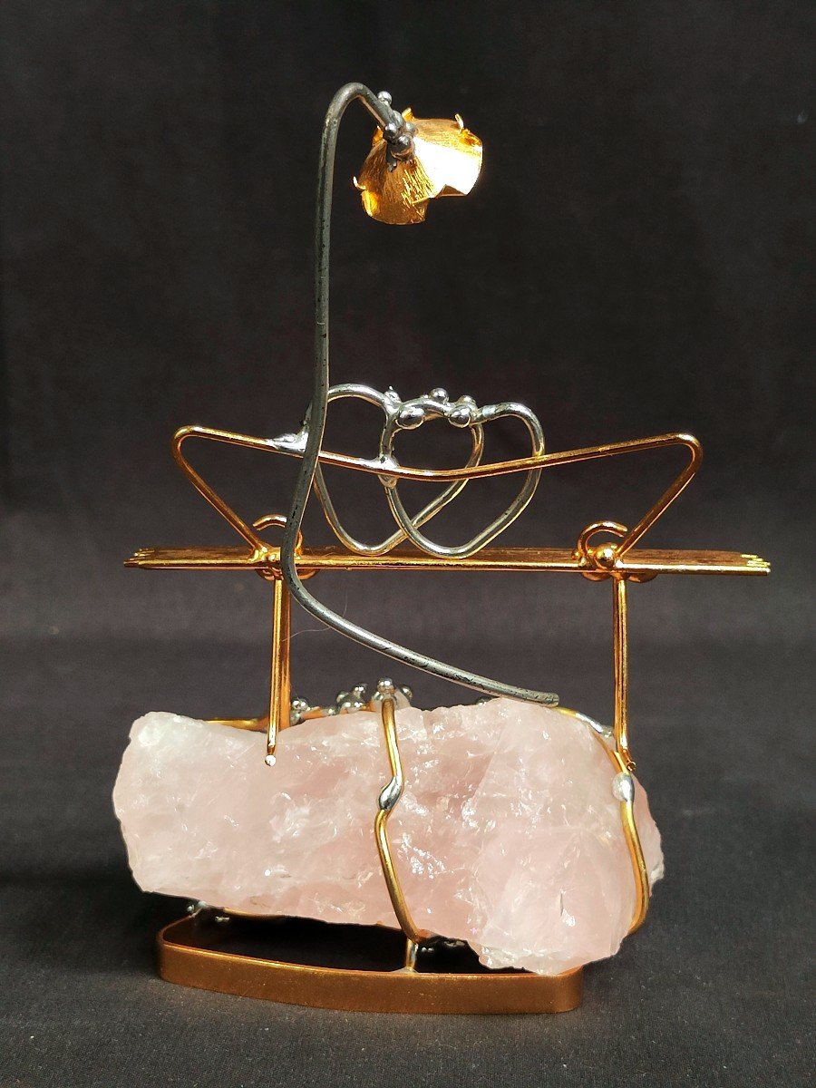 De Wam Grey : Sculpture Mobile Sur Quartz Rose-photo-4