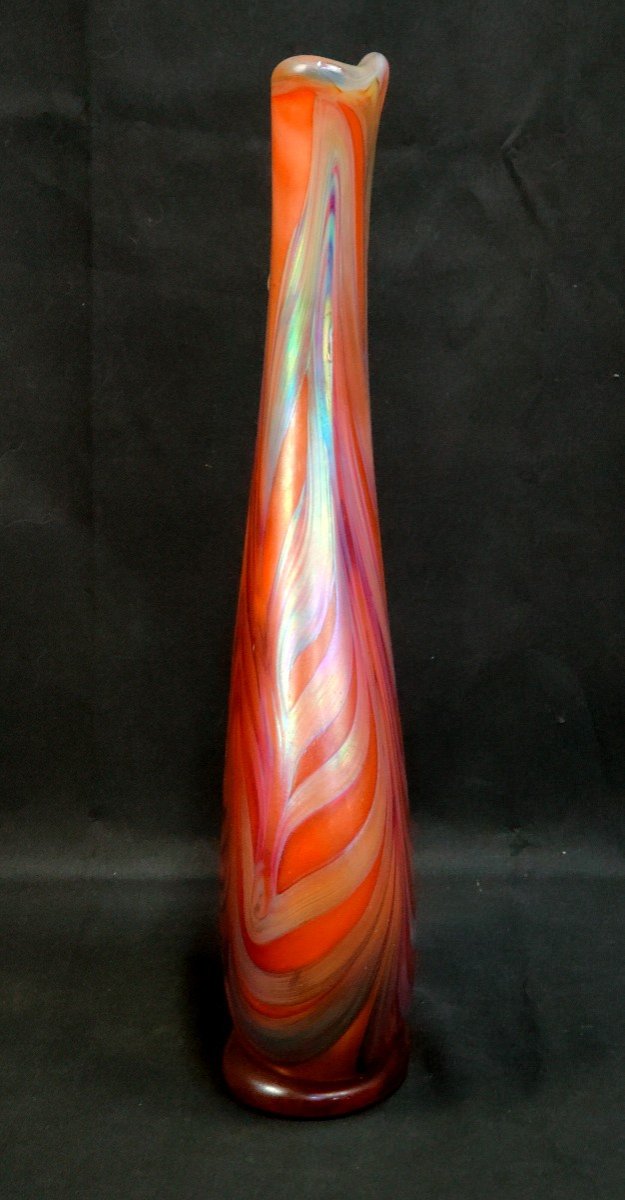 Large Iridescent Vase By Gérard Torcheux-photo-2