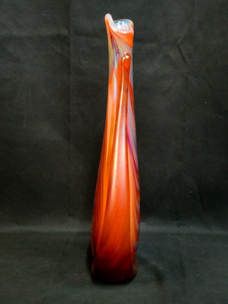 Large Iridescent Vase By Gérard Torcheux-photo-4