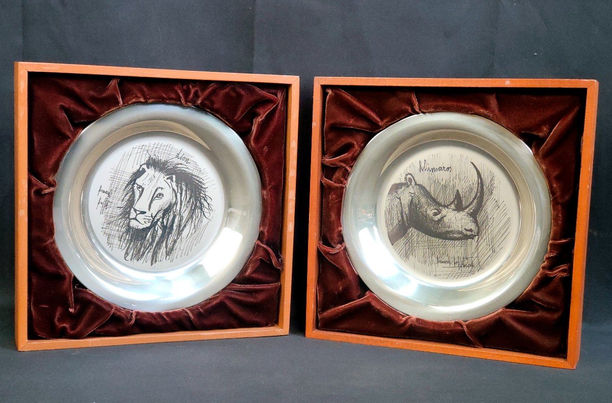 2 Bernard Buffet Solid Silver Plates