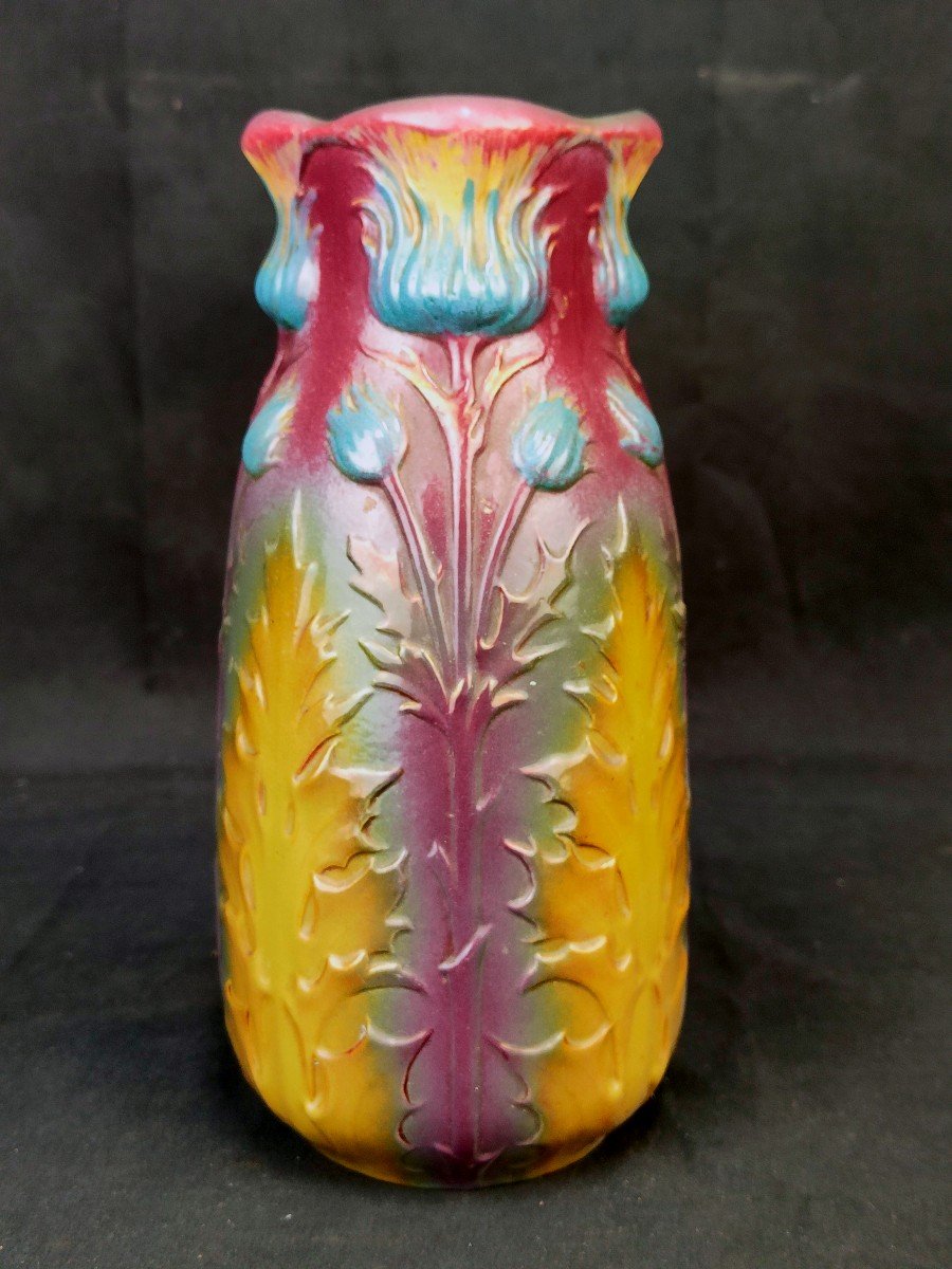 Rare Vase Sarreguemines Art Nouveau