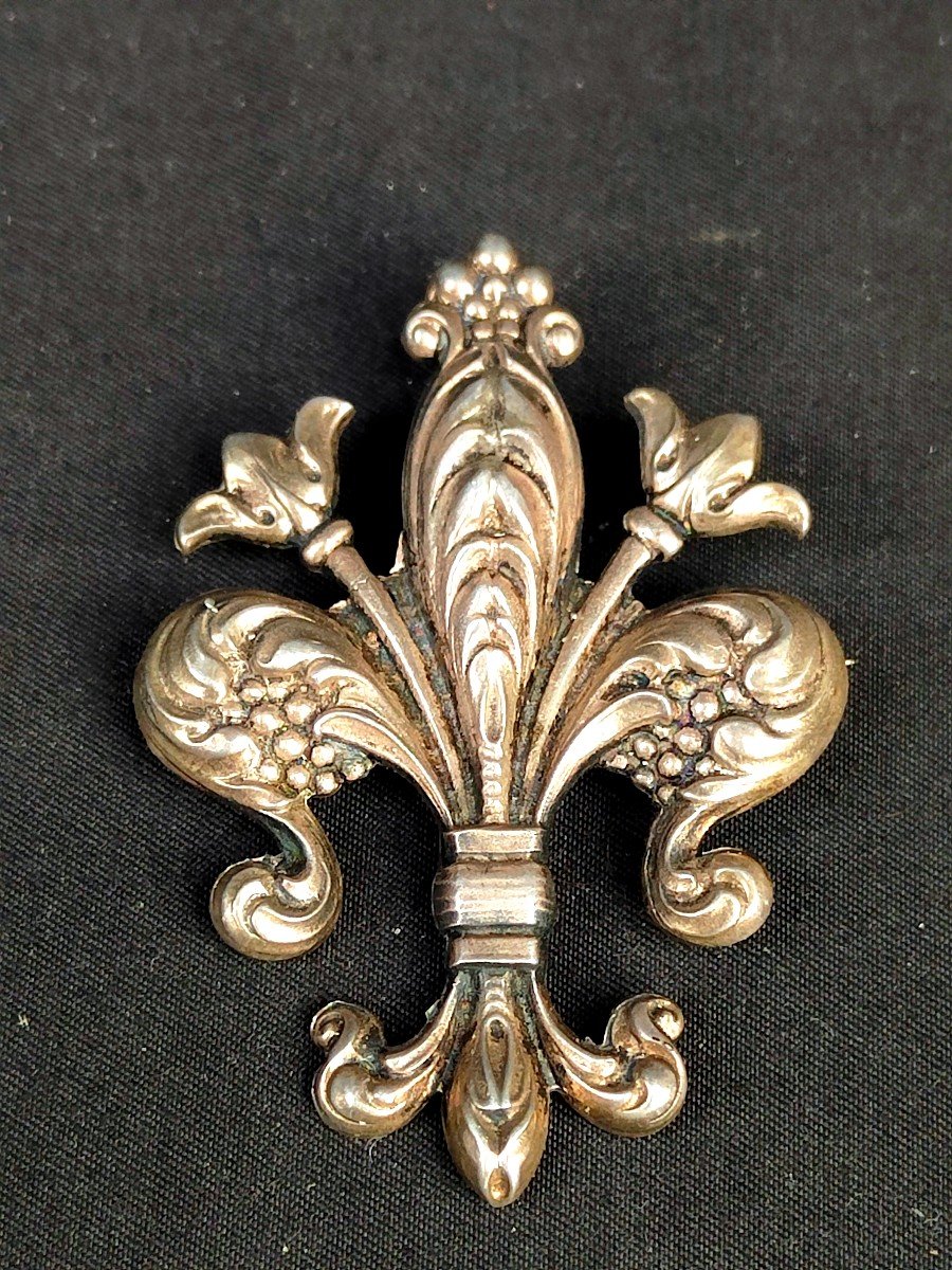 Sterling Silver Fleur De Lys Brooch Circa 1900-photo-2