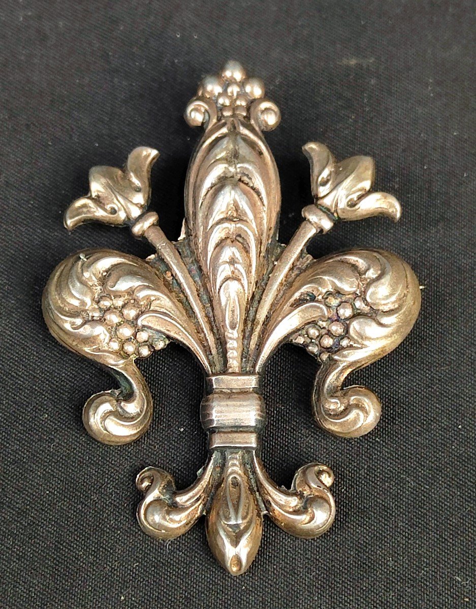 Sterling Silver Fleur De Lys Brooch Circa 1900-photo-1