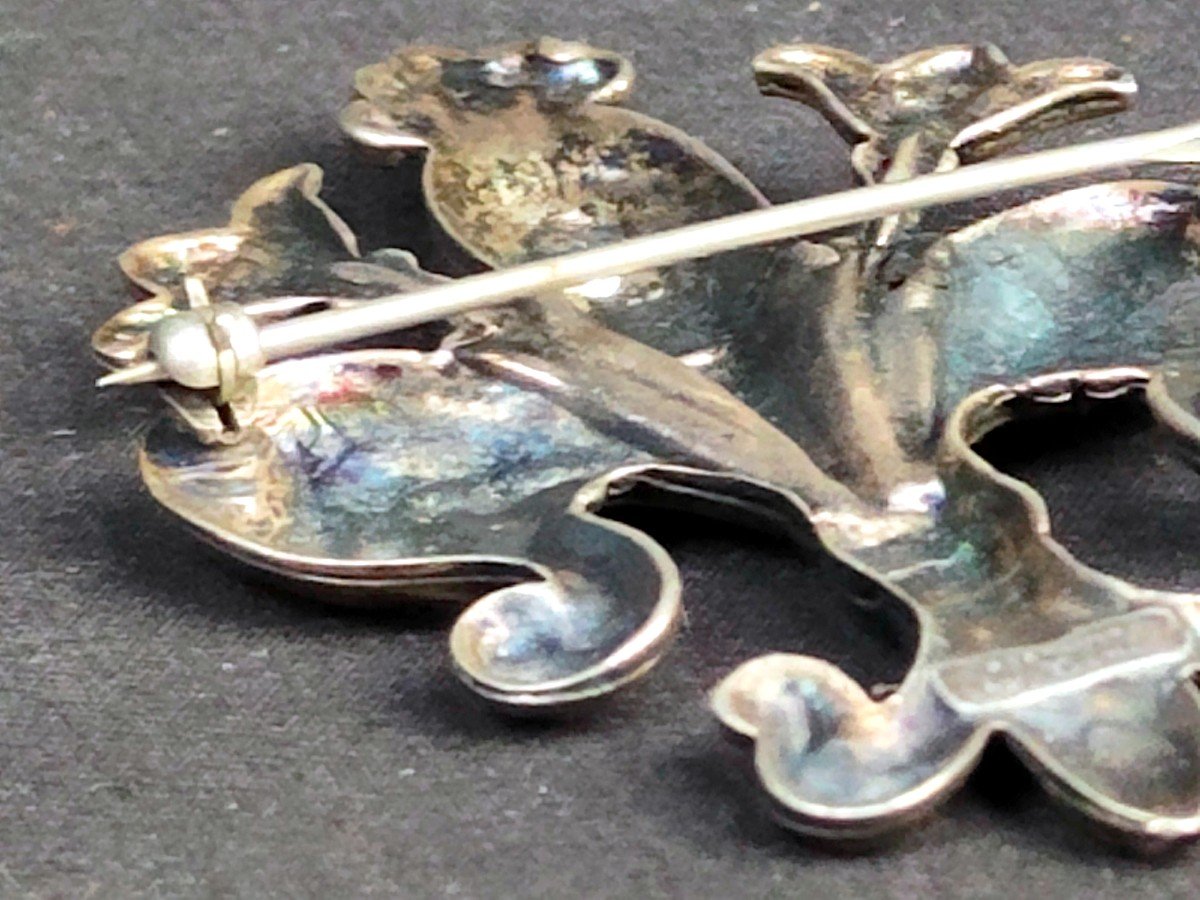 Broche Fleur De Lys En Argent Sterling Circa 1900-photo-3