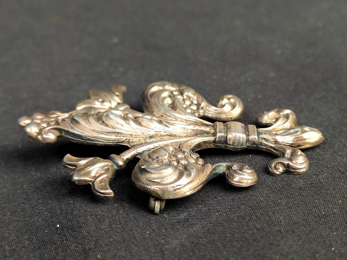 Sterling Silver Fleur De Lys Brooch Circa 1900-photo-6