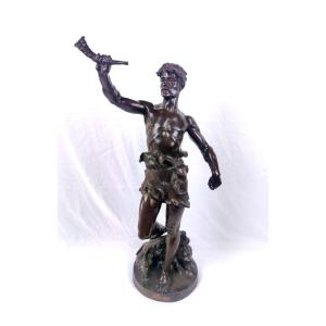 Imposing Bronze: Hallali By Marcel Debut (1865-1933)