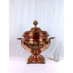 19th Century Cooler/table Centerpiece In Copper And Brass