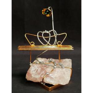 De Wam Grey : Sculpture Mobile Sur Quartz Rose