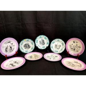 Lot Of Talking Plates (creil Et Montereau - Digoin Sarreguemines)