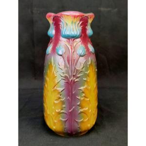 Rare Vase Sarreguemines Art Nouveau