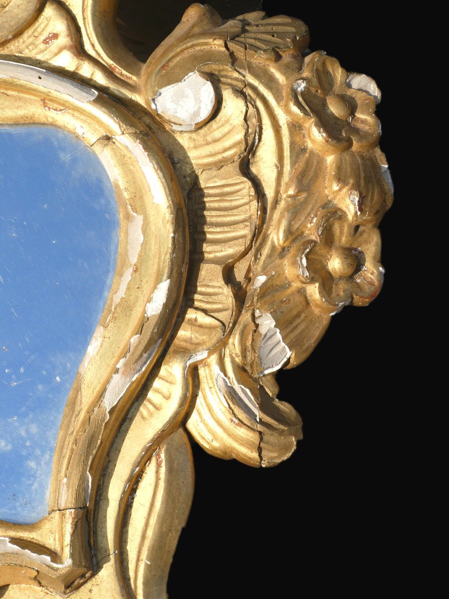Pair Of Wall Mirrors, Italian Golden Wood, Heads Of Cherubs Angels 18th Century Venice-photo-4
