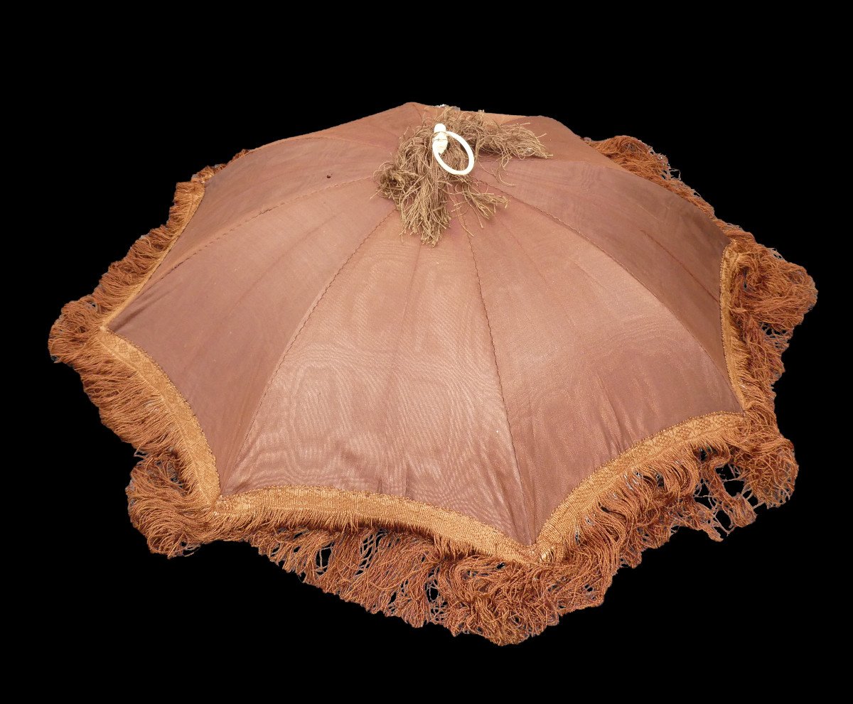 Napoleon III Period Marquise Umbrella, Ivory And Corrozo Handle, Silk And Fringes, 19th Century -photo-1