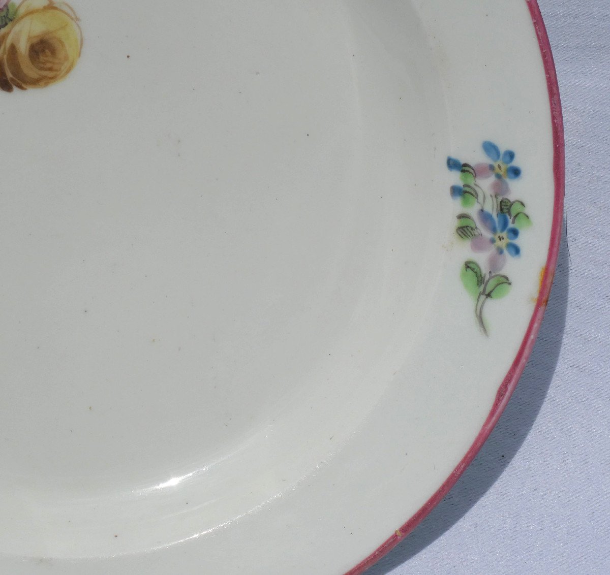 Porcelain Plate, 18th Century Period, Seedlings & Bouquet Of Flowers, Paris Clignancourt-photo-3