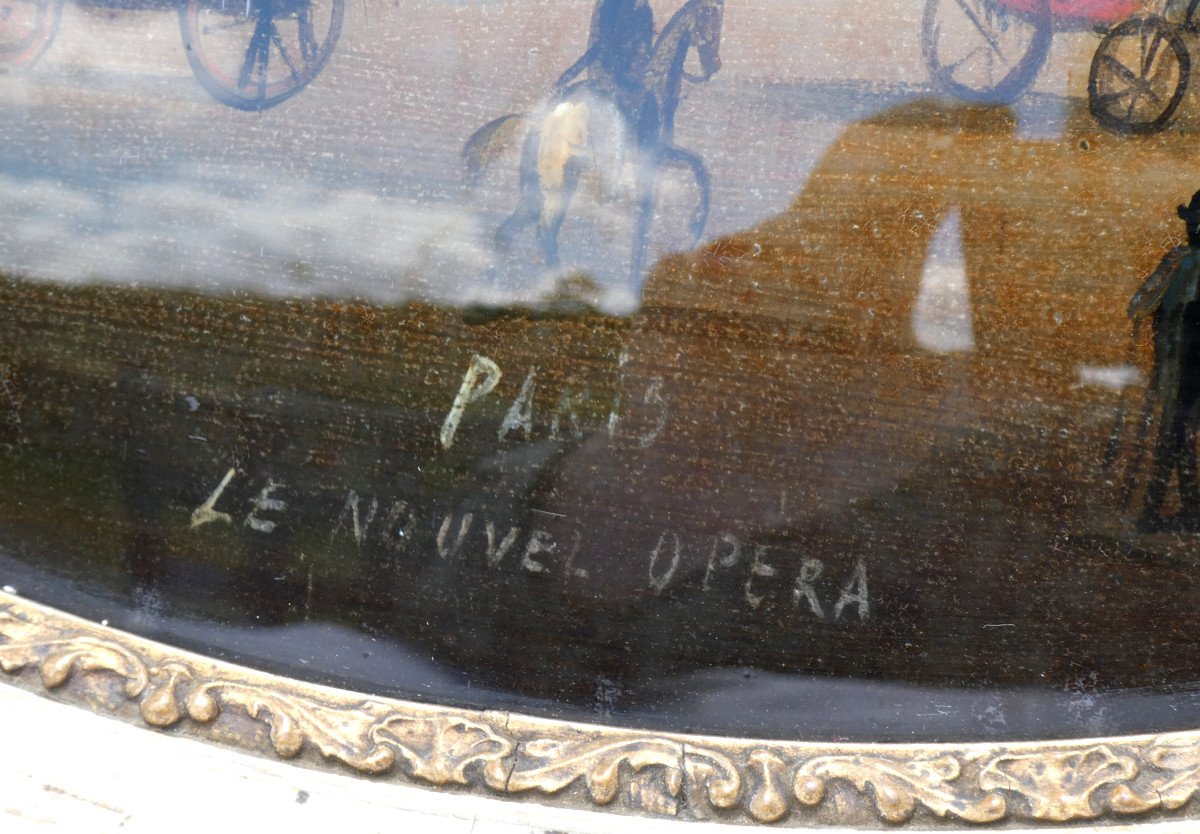 Grande Peinture En Fixé Sous Verre , Opera Garnier De Paris , époque Napoléon III , Nacre 1870-photo-4