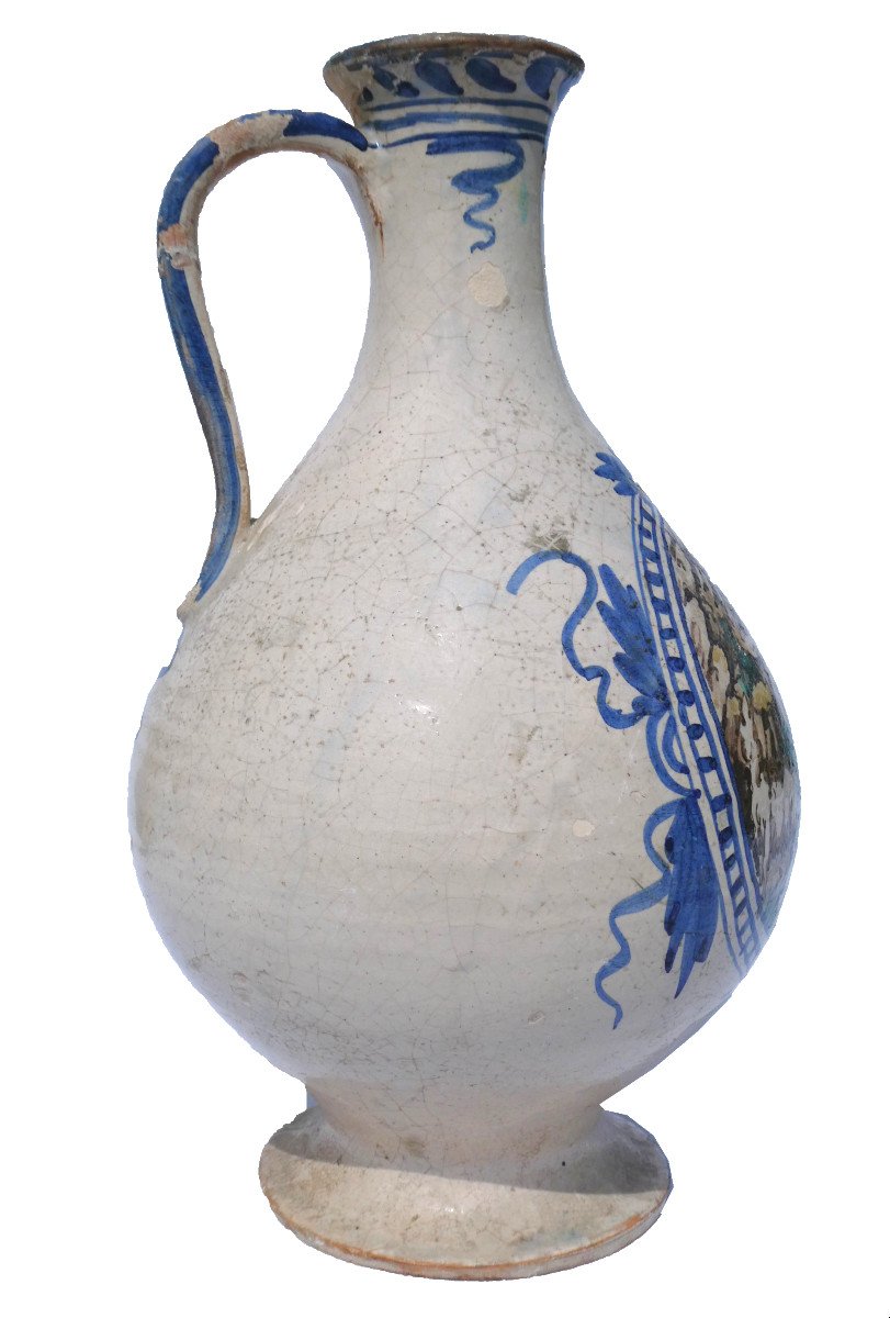 Jug / Jug In Italian Earthenware Period 19th Century Renaissance Style, Majolica-photo-2