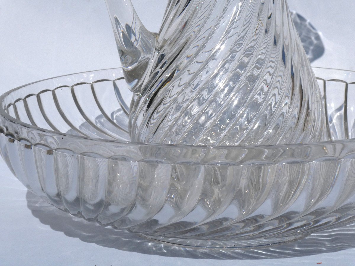 Very Large Pitcher & Toilet Bowl In Baccarat Crystal 1900, Twisted Bamboo, Bathroom-photo-2