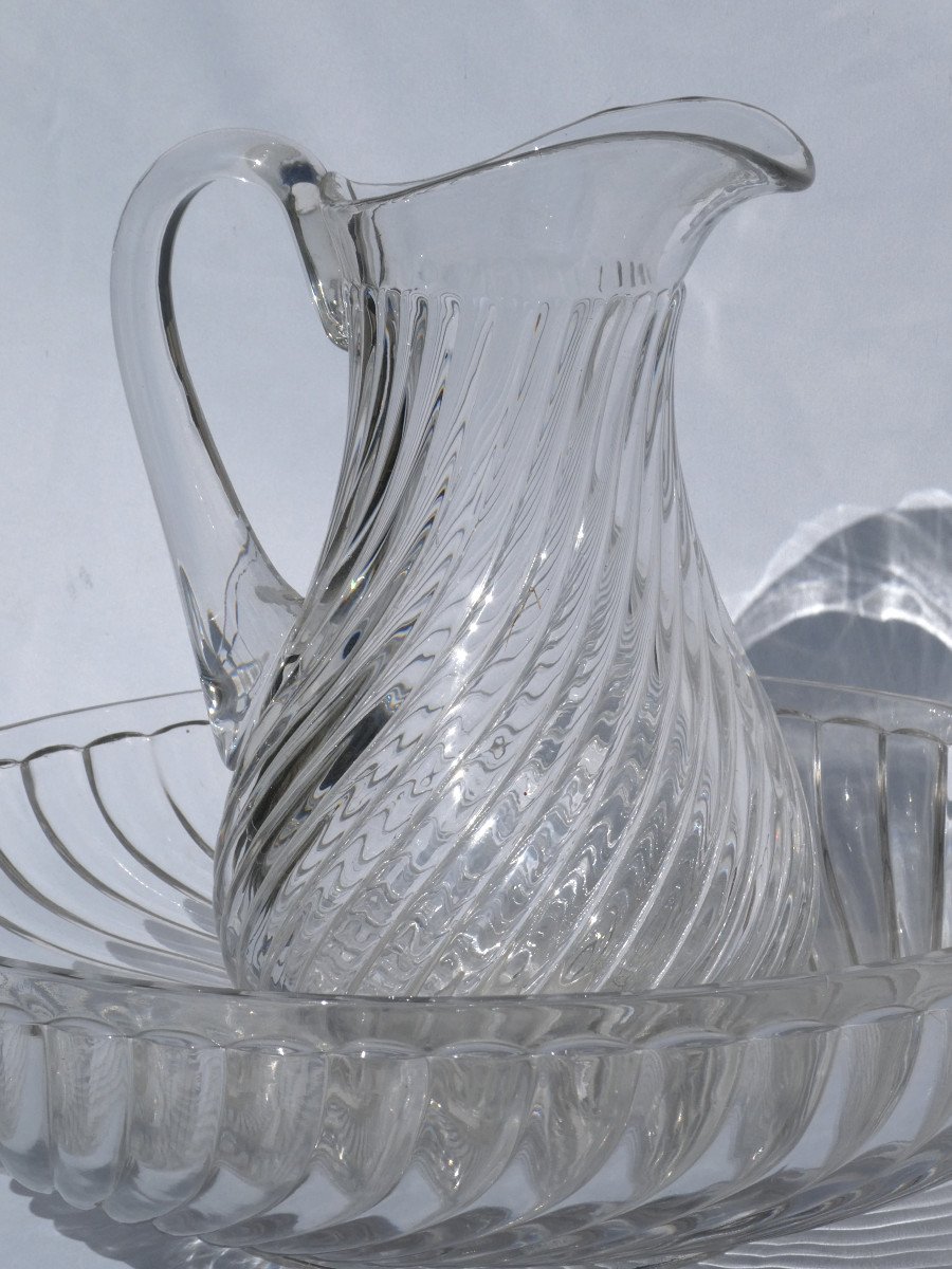 Very Large Pitcher & Toilet Bowl In Baccarat Crystal 1900, Twisted Bamboo, Bathroom-photo-3