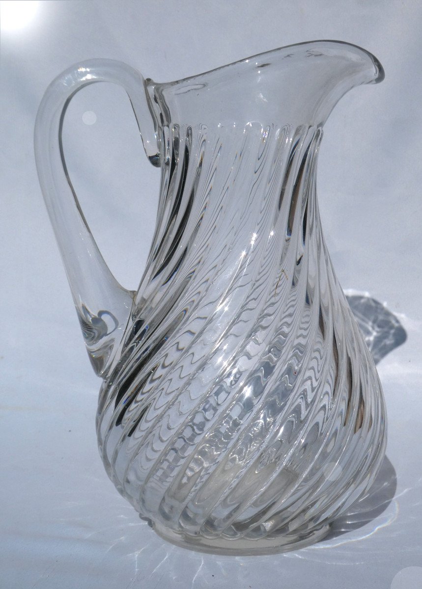 Very Large Pitcher & Toilet Bowl In Baccarat Crystal 1900, Twisted Bamboo, Bathroom-photo-4