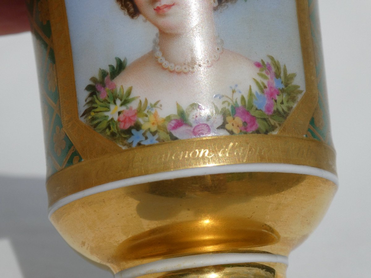 Empire Style Paris Porcelain Cup, Painted Portrait Of Madame De Maintenon, Circa 1820 19th-photo-3