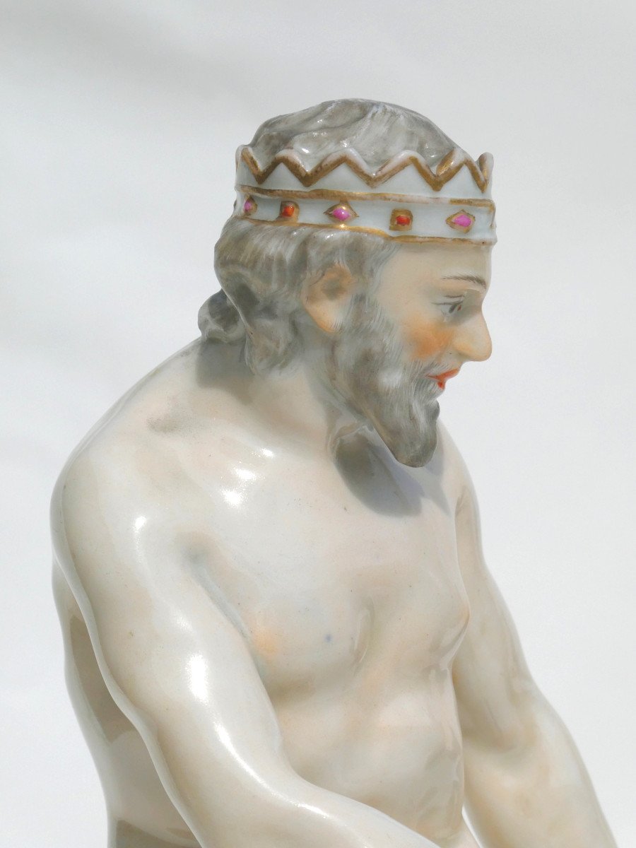 Grande Sculpture Porcelaine De Paris Style Meissen Zeus / Jupiter , Mythologie XIXe Jacob Petit-photo-2