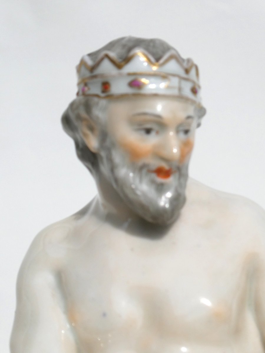 Grande Sculpture Porcelaine De Paris Style Meissen Zeus / Jupiter , Mythologie XIXe Jacob Petit-photo-3