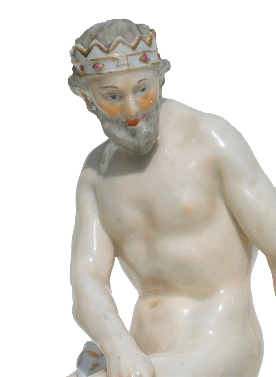 Grande Sculpture Porcelaine De Paris Style Meissen Zeus / Jupiter , Mythologie XIXe Jacob Petit-photo-6