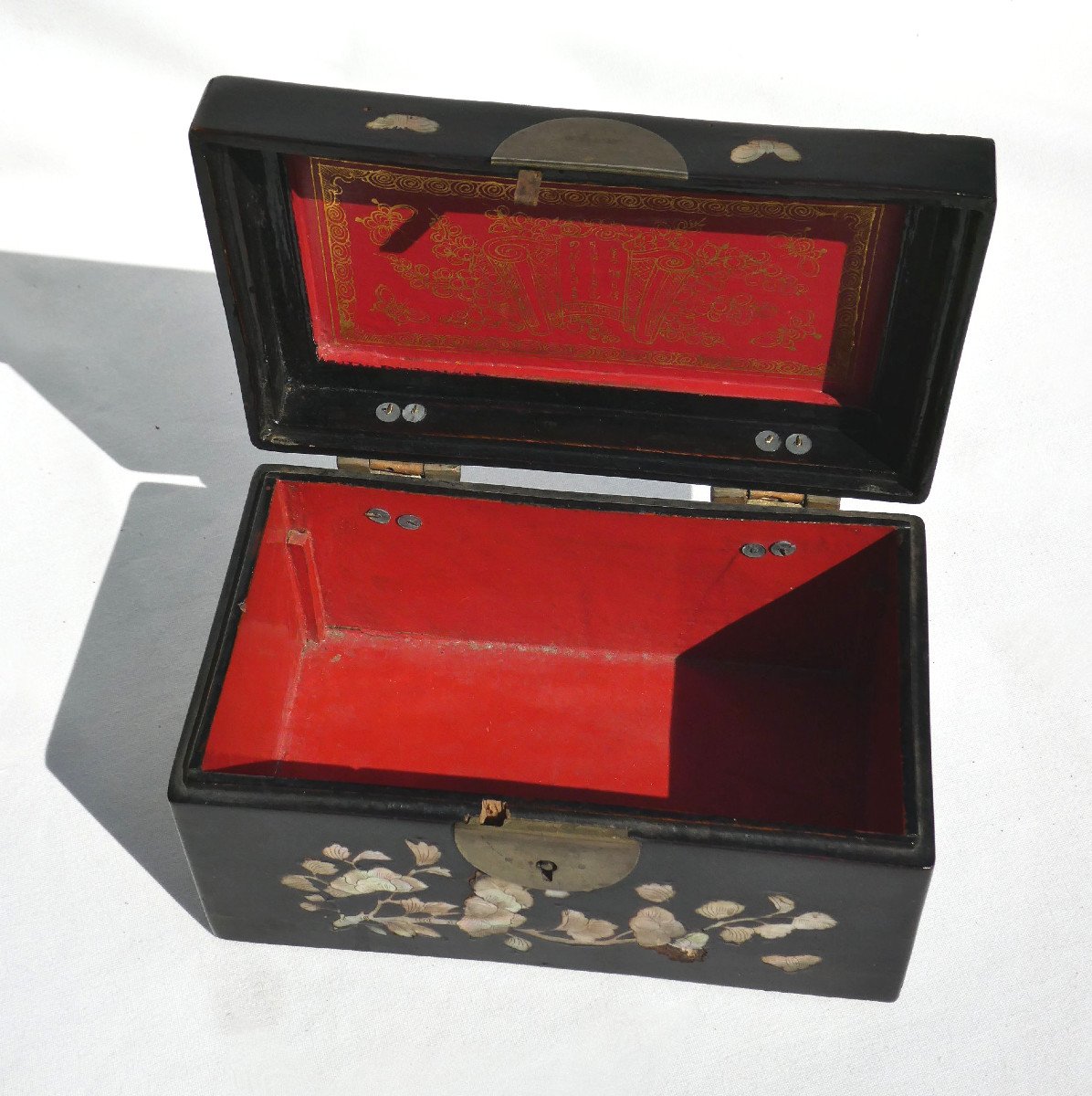 Coffret à Bijoux En Laque Et Nacre , Vietnman , Asie 1900 , Boite à Compartiments XIXe-photo-5