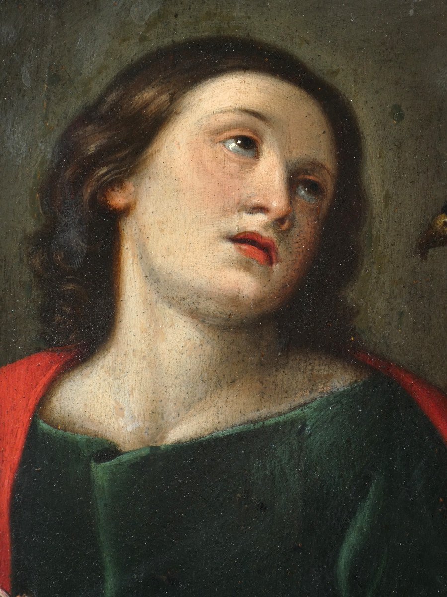 Portrait Of Saint John, Gospel; Oil On Panel, 19th Century Religious Scene, Susses Freres-photo-3