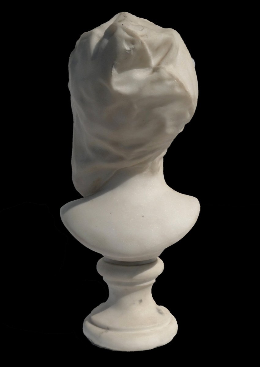 White Carrara Marble Bust Of A Young Neapolitan Child, 19th Century School Of Napoleon III-photo-3