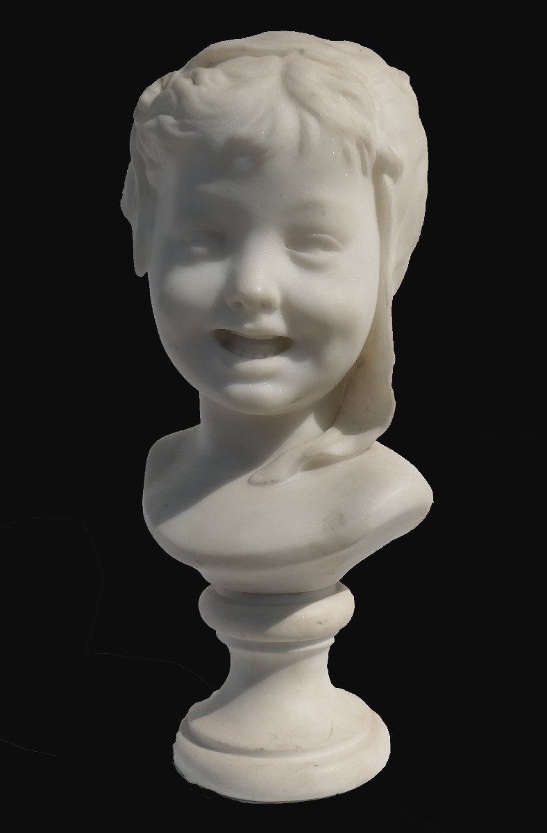 White Carrara Marble Bust Of A Young Neapolitan Child, 19th Century School Of Napoleon III-photo-4