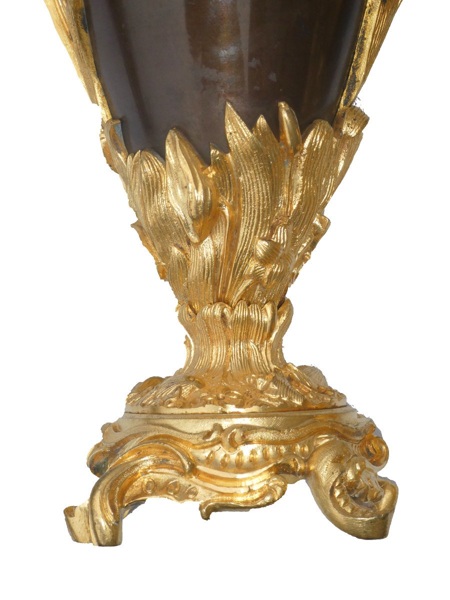 Paire De Cassolettes En Bronze Doré , époque Napoléon III Aiguieres XIXe , Cygne Style Empire-photo-4