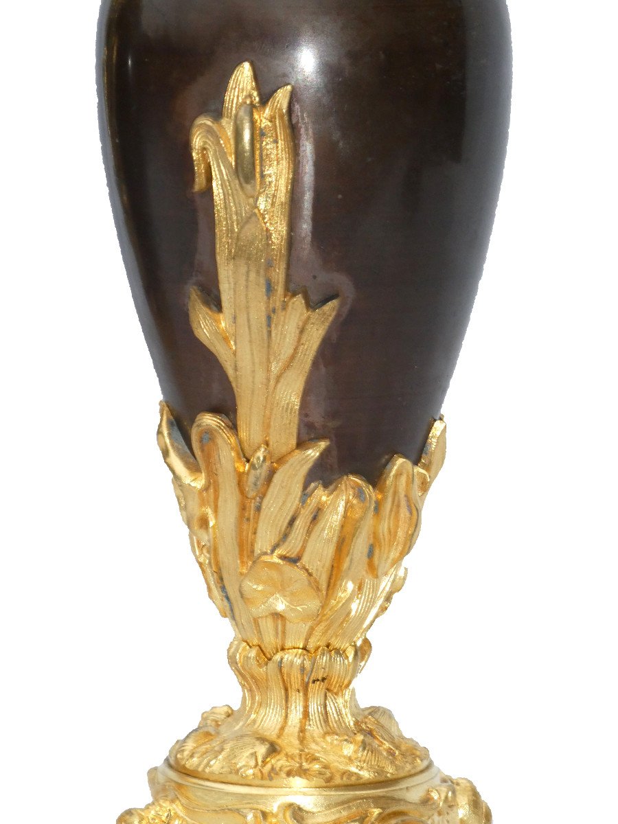 Paire De Cassolettes En Bronze Doré , époque Napoléon III Aiguieres XIXe , Cygne Style Empire-photo-6