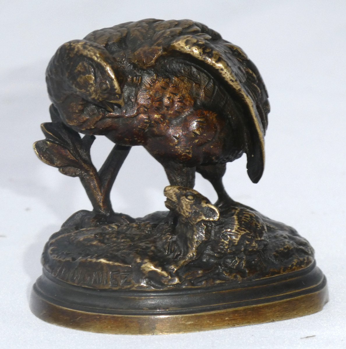 Bronze Sculpture, Animal Subject, Partridge & Rat Signed Jules Moigniez (1835 - 1894) 19th Century