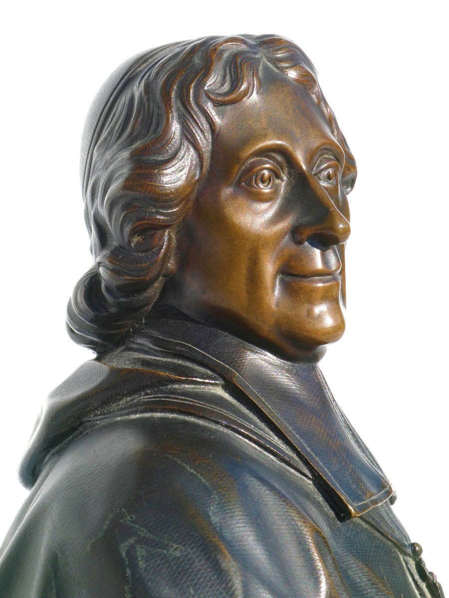 Bronze Sculpture, Bust Of The Writer Jacques Benigne Bossuet, Bishop, 17th Century -photo-4