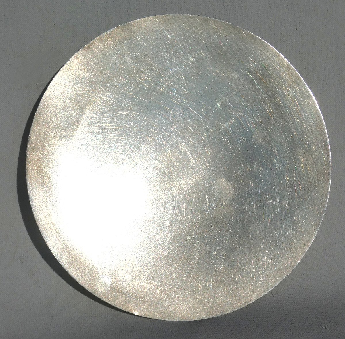 Solid Silver Patene, Decorated With Christ On The Cross, Signed Armand, Liturgical Plate 1930-photo-3