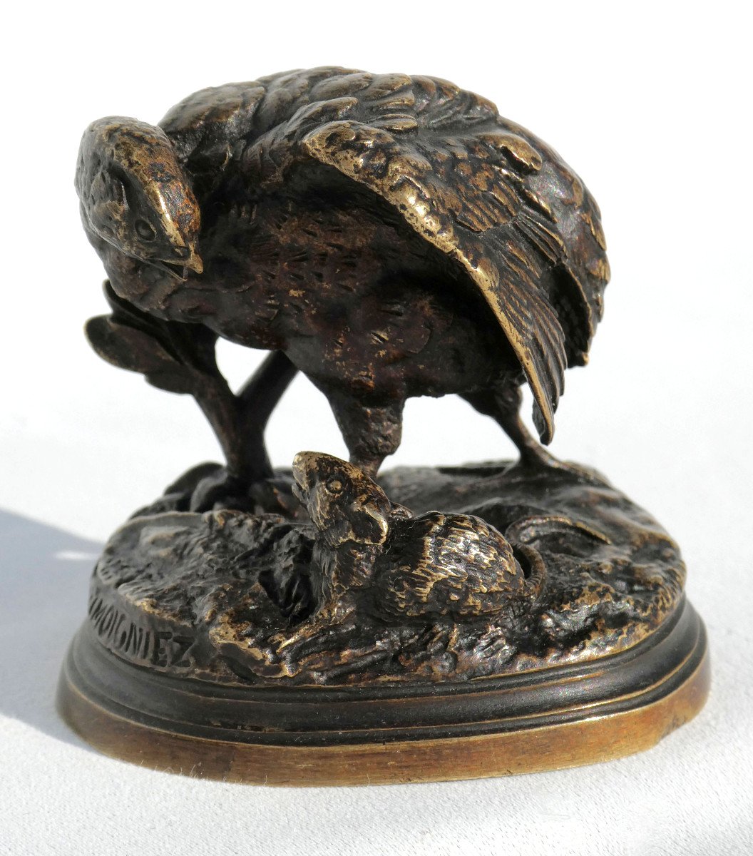 Bronze Sculpture, Animal Subject, Partridge & Rat Signed Jules Moigniez (1835 - 1894) 19th Century-photo-3