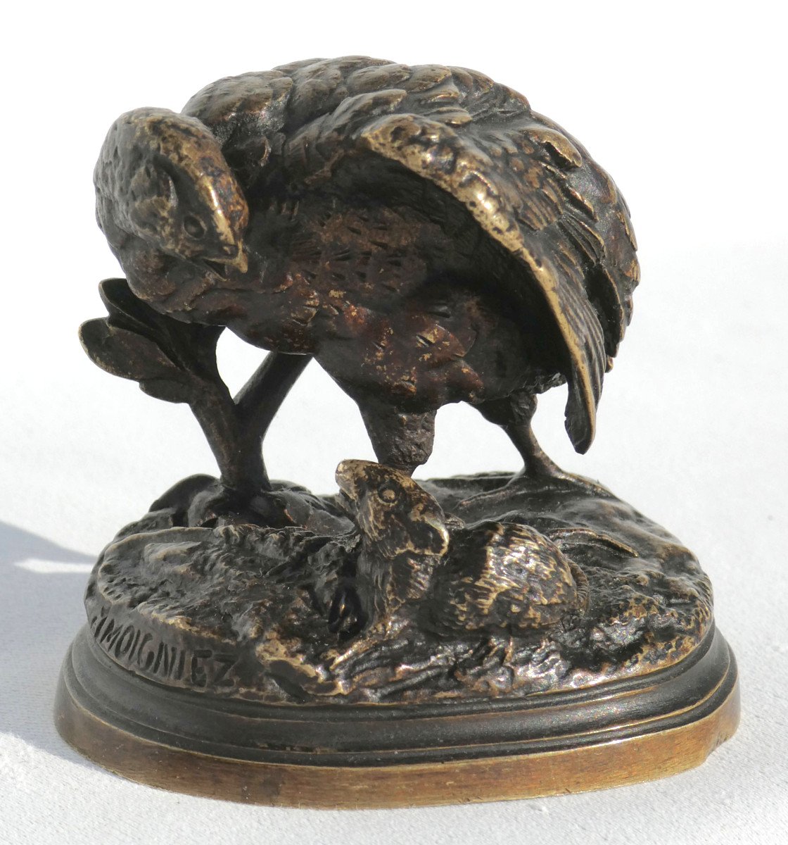 Bronze Sculpture, Animal Subject, Partridge & Rat Signed Jules Moigniez (1835 - 1894) 19th Century