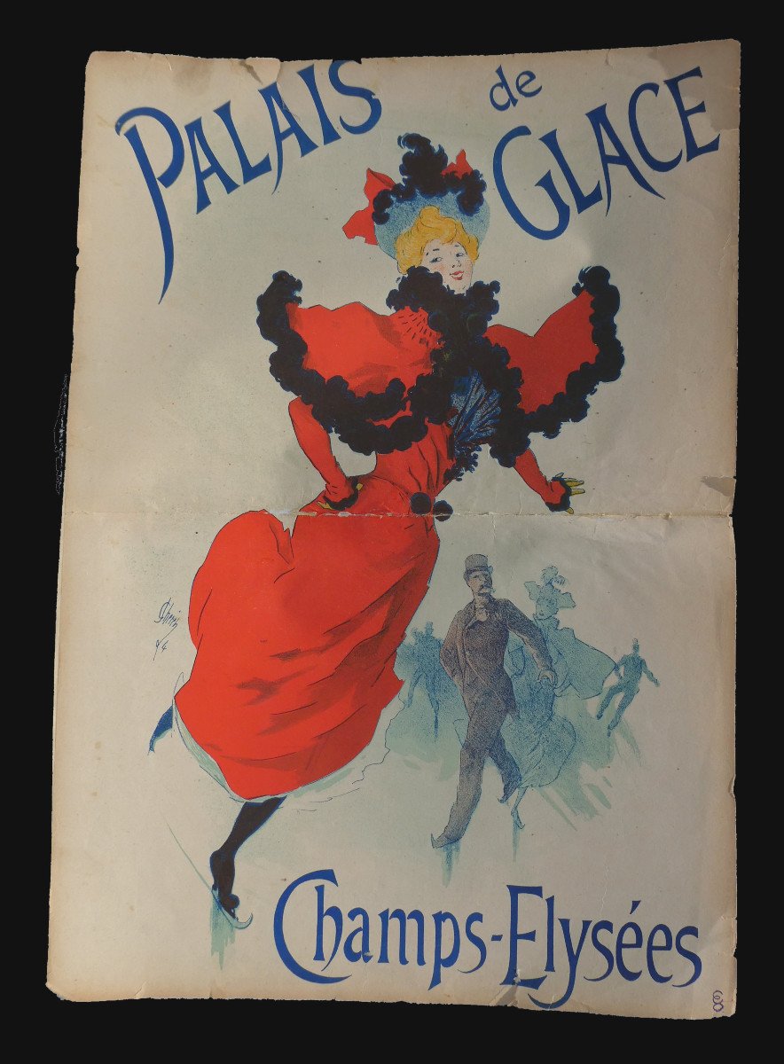 Affiche Du Palais De Glace , Paris 1900 , Art Nouveau , Champs Elysées , Jules Cheret 1894