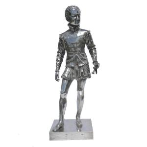 Silver Bronze Sculpture, Henri IV Child Publisher Leopold Oudry, After Bosio, Royalism