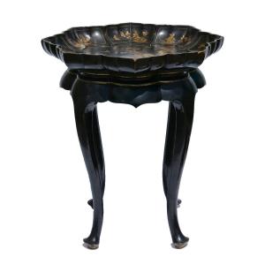 Pedestal Table / Boiled Cardboard Bolster Signed Napoleon III Crystal Staircase, 19th Century Japonisme 