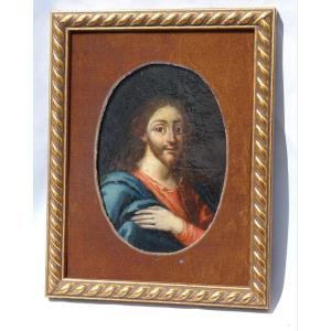 Oil On Copper Oval Period 17th Century, Portrait Of Christ, Flemish School, 1600's