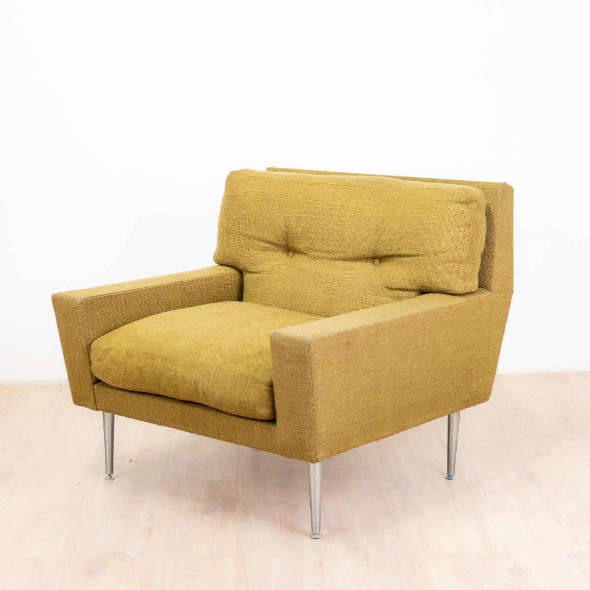 Pair Of 60s Geometric Wool Lounge Chairs -photo-4