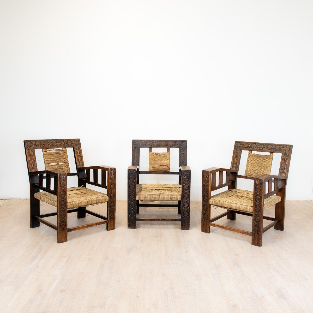 Set Of 3 Neo-basque Armchairs From The 1930s-photo-6