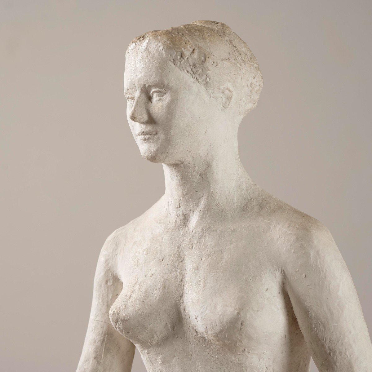 Gertrude Bret, Sculpture De Femme Assise, Plâtre, France, Circa 1935-photo-5