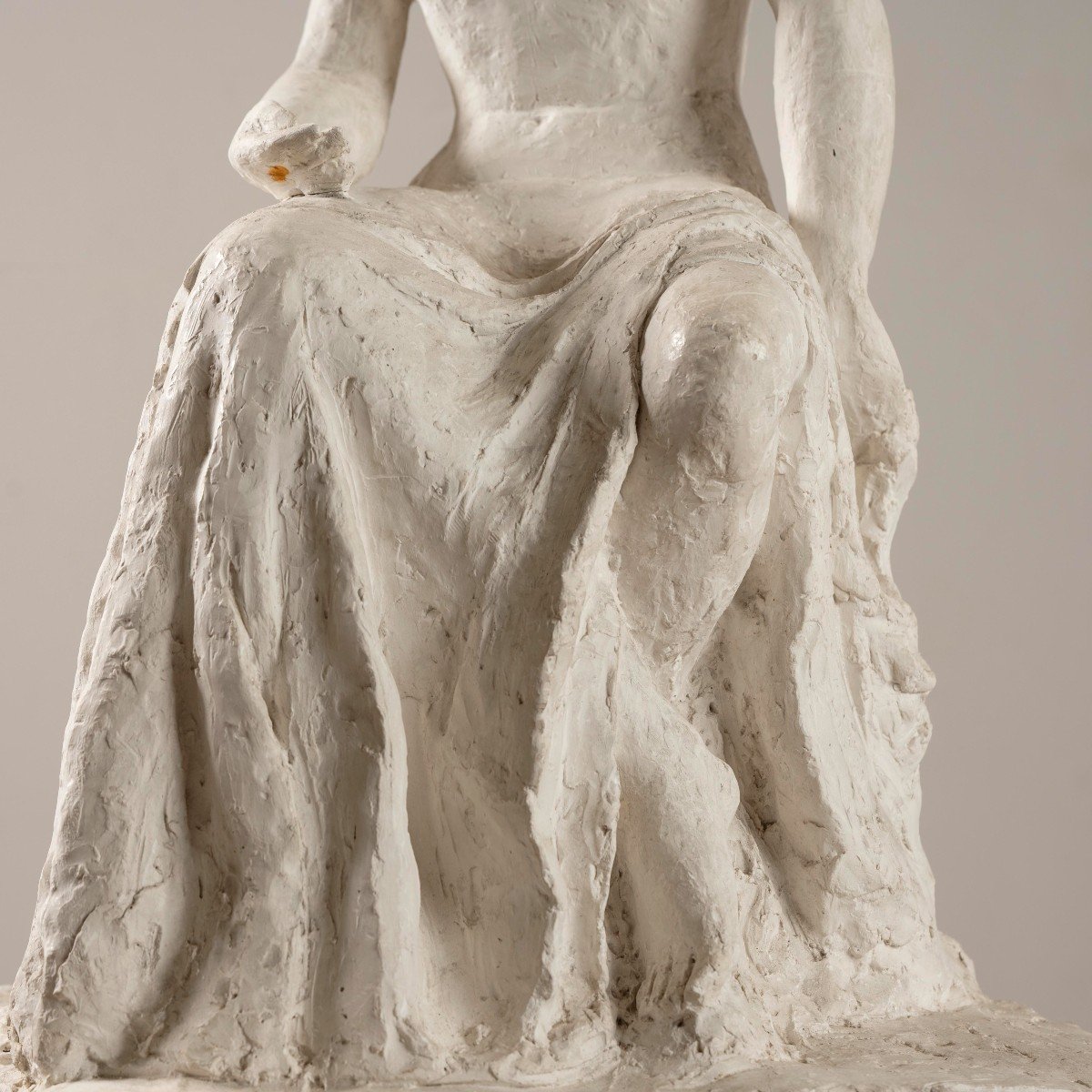 Gertrude Bret, Sculpture De Femme Assise, Plâtre, France, Circa 1935-photo-6