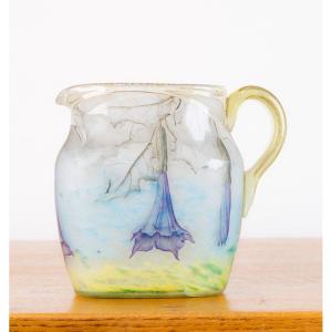 Glass Paste Pitcher Decorated With Daturas And Dragonflies By Jean Daum For Daum Nancy, 1889