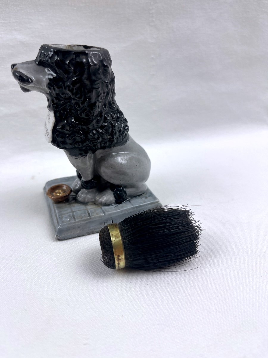 Porcelain Feather Wiper, Dog Figurine-photo-3