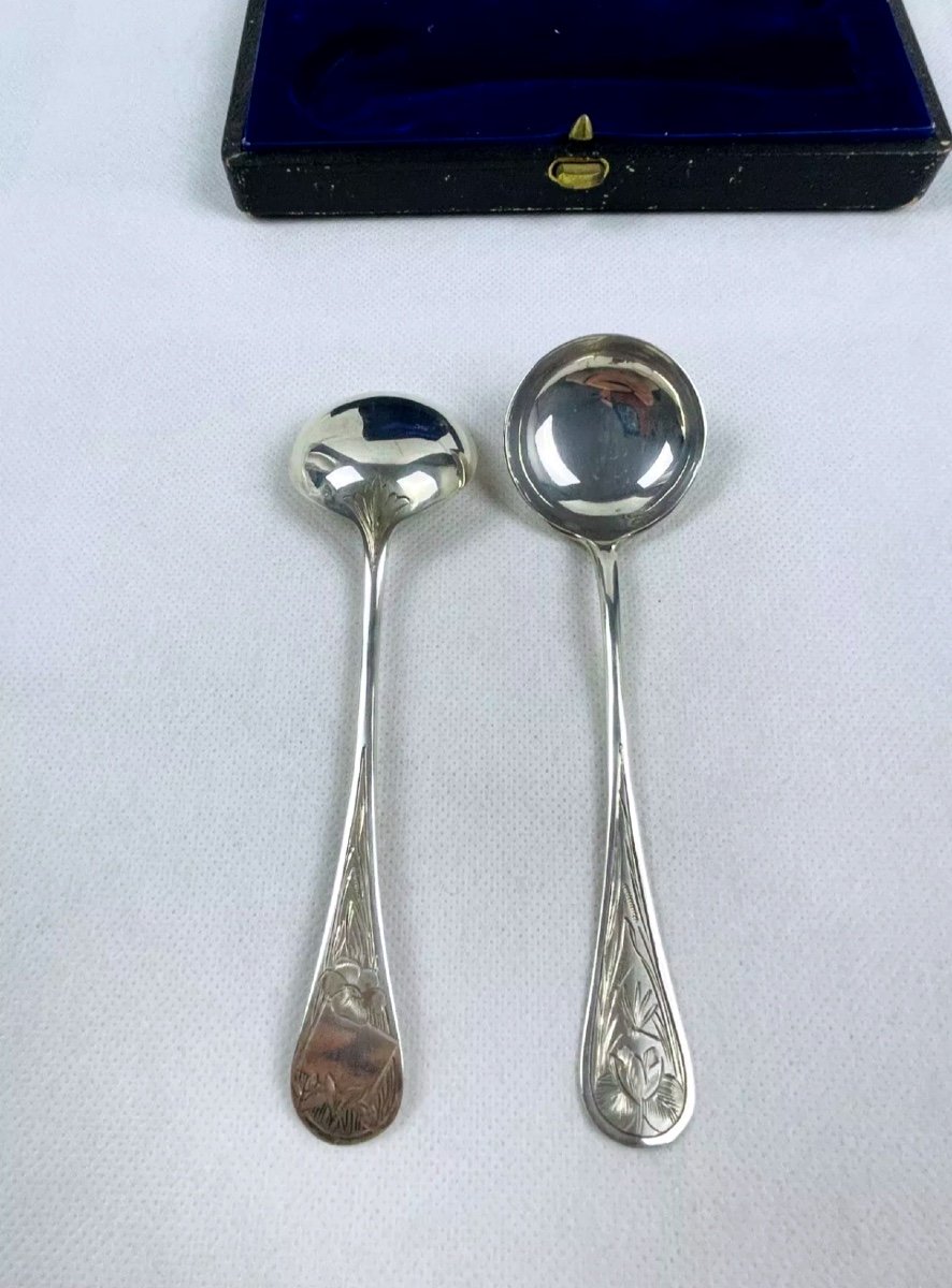 Box Of 2 Mustard Spoons In Sterling Silver-photo-2